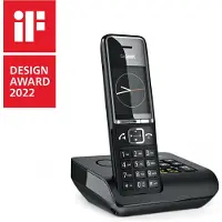 Gigaset COMFORT 550A, Analoges/DECT-Telefon, Kabelloses Mobilteil, Freisprecheinrichtung, 200 Eintragungen, Anrufer-Identifikation, Schwarz
