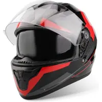Vinz Becket Integralhelm mit Sonnenblende ECE 22.06 | Motorrad Helm Vollvisierhelm Mopedhelm | Motorradhelm Full-Face Helme | In Gr. XS-XXL - Rot | XL (60 - 61 cm)