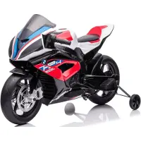 Vrooomy BMW HP4 Race Kinder Elektromotorrad 12V (3–7 Jahre) – Offiziell Lizenziert, mit EVA-Reifen, Stützrädern & MP3 – Kinder Elektro Motorrad – Rot