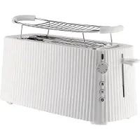 Alessi - Plissé Langer Toaster mit Brötchenaufsatz, weiß