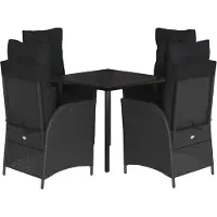 vidaXL 5-tlg. Garten-Essgruppe mit Kissen Schwarz Poly Rattan