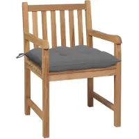 The Living Store Gartenstühle 2 Stk. mit Grauen Kissen Massivholz Teak