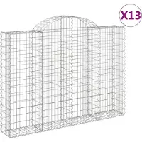 vidaXL Gabionen mit Hochbogen 13Stk. 200x30x140/160cm Verzinktes Eisen