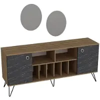 Skye Decor , Lorenz- Lorenz AynaZNA, Nussbaumfarbe,Schwarz, Kommoden, 78,6x180x44,8 cm, 100% Melaminbeschichtete Partikelplatte