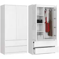 Akord Kleiderschrank Weiß/Weiß Hochglanz 90X51X180 Cm