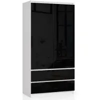 Akord Kleiderschrank Weiß/Schwarz Hochglanz 90X51X180 Cm
