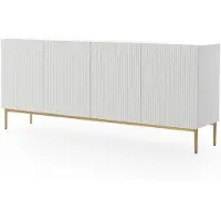 Bogart Kommode Nicole geriffelt 200x85x45 cm Metallbeine Sideboard Wohnzimmer Weiß/Gold