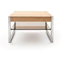 MCA Couchtisch Migel | Asteiche massiv | mit Glasplatte | 65x65 | Eiche