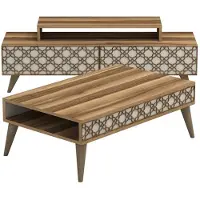 Skye Decor , City - Walnut, Cream, Wohnzimmermöbel-Set, Nussbaum, 100 % MELAMINBESCHICHTETE SPANPLATTEN, 140 x 41,8 x 48,8 cm