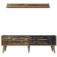 Skye Decor , Valensiya 140 - Walnut, Black, Marble, TV-Einheit, Nussbaum, 100 % MELAMINBESCHICHTETE SPANPLATTEN, 140 x 45 x 35 cm