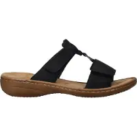 Rieker Pantolette , Damen, Gr. 39, schwarz, Lederimitat, Schuhe Pantolette