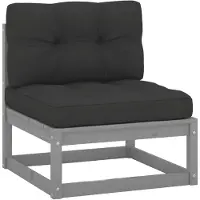 vidaXL Garten-Mittelsofa mit Anthrazit Kissen Grau Massivholz Kiefer