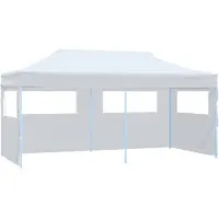 vidaXL Pop-Up Partyzelt mit Seitenwänden Faltbar 3x6 m Stahl Weiß