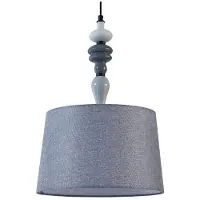 LINDBY Hängeleuchte Haldorin, grau/schwarz, Textil, Ø 34 cm