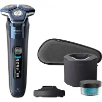 Philips SHAVER Series 7000 S7885/55 Elektrischer Nass- und Trockenrasierer, Rotationstrasierer, Schwarz, Blau, SteelPrecision blades, Tasten, LED, GroomTribe; Connects via Bluetooth