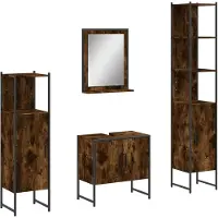 DKD Home Decor 4-tlg. Badmöbel-Set Räuchereiche Holzwerkstoff