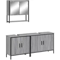 DKD Home Decor 3-tlg. Badmöbel-Set Grau Sonoma Holzwerkstoff