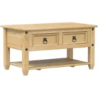 vidaXL Couchtisch mit Schubladen Corona 85x50x45 cm Massivholz Kiefer