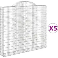 vidaXL Gabionen mit Hochbogen 5 Stk. 200x30x180/200cm Verzinktes Eisen