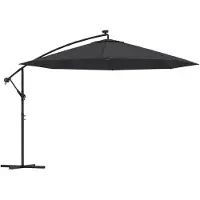 The Living Store Ampelschirm mit LED-Leuchten Schwarz 350 cm