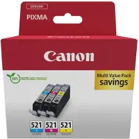Canon CLI-521 C/M/Y Multipack, Cyan, Magenta, Gelb, 3 Stück(e), Multipack