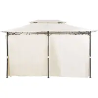 Beliani Garten-Pavillon Beige Stahl mit Dach Seitenwänden rechteckig Gartenzelt Sonnenschutz Vorgarten Gartenausstattung Garten-Möbel Terrassen-Möbel