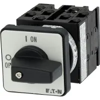Eaton 014000 EIN-AUS-Schalter, T0, 20 A, Einbau, 4 Baueinheit(en), 8-polig, mit schwarzem Knebel und Frontschild T0-4-8344/E
