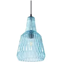 LINDBY Hängeleuchte Belarion, blau, 1-flg., Glas, Ø 23 cm