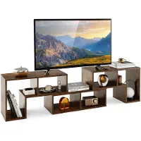 Costway Fernsehschrank Holz 3-teilig, Frei Kombinierbar, Fernsehtisch für TVs bis zu 65", Eckregal Ausziehbar, TV Lowboard TV Schrank, Multifunktionaler Bücherregal, Aufbewahrungsregal