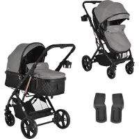 Moni Kombikinderwagen Rafaello 2 in 1, umbaubar, Sportsitz, Fußabdeckung, Tasche