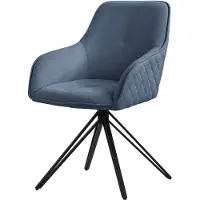 ML-Design Esszimmerstuhl drehbar, Blau, aus Textil Webstoff mit Metallbeine