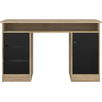 Giga Function Plus Schreibtisch 1 Tür + 3 Schubladen, Farbwahl:Eiche / Schwarz