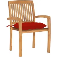 The Living Store Gartenstühle 2 Stk. mit Roten Kissen Massivholz Teak
