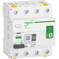 Schneider Electric A9Z66480 Fehlerstrom-Schutzschalter Allstromsensitiv iID, 4P, 80A, Typ B-SI, 500mA