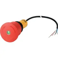 Eaton 185168 NOT-HALT-/NOT-AUS-Taste, Palmenform, 45 mm, Drehentriegelung, 1 Ö, 1 S, Kabel (schwarz) mit offenem Ende, 4-polig, 3.5 m