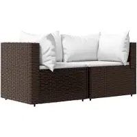 vidaXL Garten-Ecksofas mit Kissen 2 Stk. Braun Poly Rattan