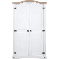 The Living Store Kleiderschrank Mexiko-Stil Kiefernholz 2 Türen Weiß