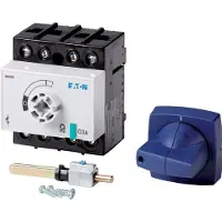 Eaton 1314005 Lasttrennschalter, DCM, 63 A, 3P + N (nicht schaltbar), mit blauem Drehgriff und Antriebsachse, Vertikalanschluss DCM-63/1+CM