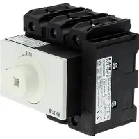 Eaton 172815 Hauptschalter, P3, 63 A, Zwischenbau, 3-polig, 1 Schließer, 1 Öffner, HALT-Funktion, mit schwarzem Drehgriff und Sperrkranz (K-Serie)