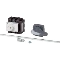 Eaton 172831 Hauptschalter, P3, 100 A, Zwischenbau, 3-polig, 1 Schließer, 1 Öffner, HALT-Funktion, mit schwarzem Drehgriff und Sperrkranz