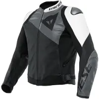 Dainese Sportiva Motorrad Lederjacke, schwarz/grau/weiß, 50