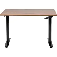 Beliani Schreibtisch Braun/Schwarz Melamin 120x72 cm Manuell Höhenverstellbar Rechteckig mit Kurbel Rundes Metallgestell Modern Büro Steh-Sitz-Tisch