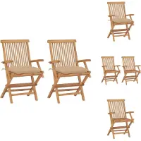 vidaXL Gartenstühle mit Beigen Kissen 2 Stk. Massivholz Teak - Gartenstühle