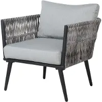 Beliani Gartenmöbel Set Grau Schwarz Rattan Aluminium Textil inkl. Kissen 4-Sitzer Terrasse Outdoor Modern