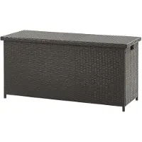 Beliani Auflagenbox Braun Rattan 126 x 46 cm 290 L mit Deckel für Garten für Terrasse Aufbewahrung Kissenbox