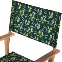 Beliani Gartenstühle 2er Set Hellbraunes Akazienholz mit 4 Wechselbaren Stoffbezügen Grau und Grün mit Olivenmuster Zusammenklappbar Outdoor Garten