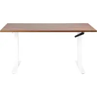 Beliani Schreibtisch Braun & Weiß Melamin 160x72cm Manuell Höhenverstellbar Rechteckig mit Kurbel Metallgestell Modern Büro Steh-Sitz-Tisch Stehtisch