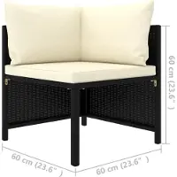 The Living Store 2-Sitzer-Gartensofa mit Kissen Schwarz Poly Rattan