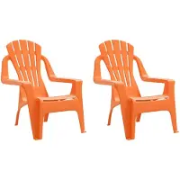 vidaXL Kinder-Gartenstühle 2 Stk. Orange 37x34x44 cm PP Holzoptik