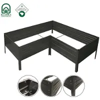 BAUMERA Garten-Hochbeet Verzinkter Stahl KLASIKA GARDEN L-förmig 50x150x75x75x75x75 cm, bemalt (Braun)